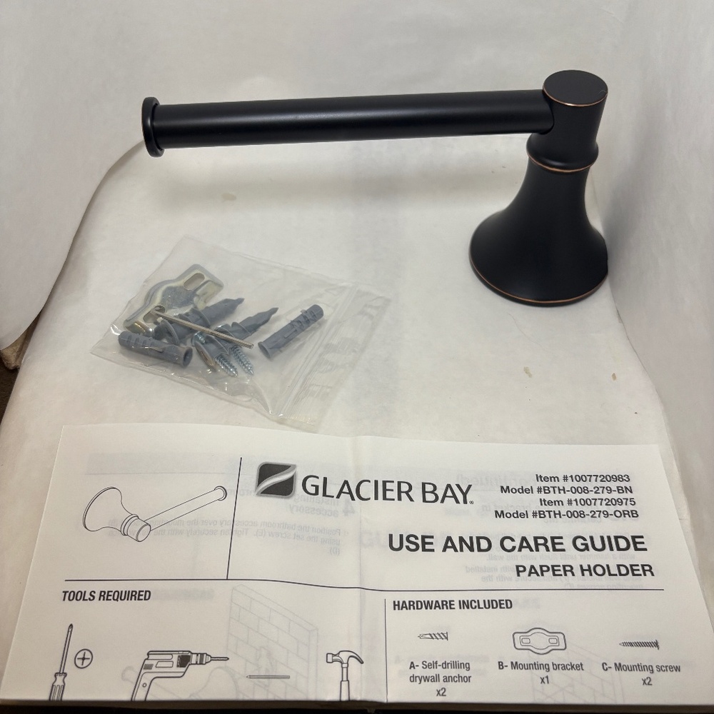 Glacier Bay Sadira Single-Post Toilet Paper Holder in Oil Rubbed Bronze New
